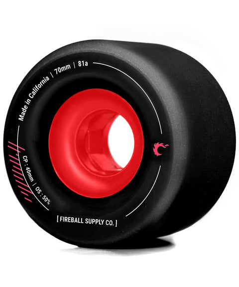 Fireball Tinder 70mm 81a Wheel Set, Black