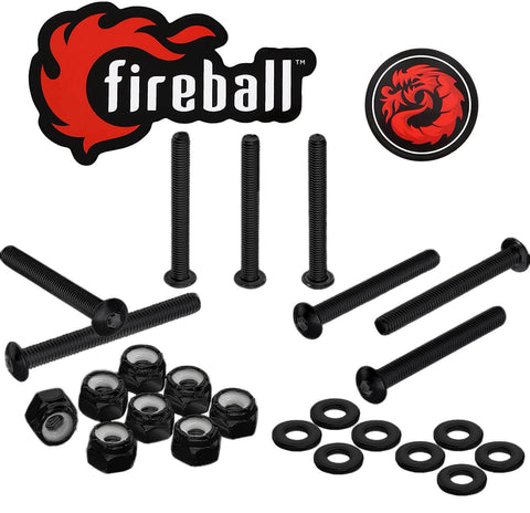 Fireball Dragon Stainless Steel Skateboard Hardware Set, Black