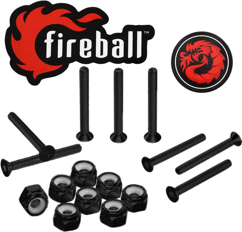 Fireball Dragon Stainless Steel Skateboard Hardware Set, Black