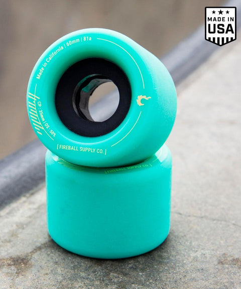 Fireball Tinder 60mm 81a Wheel Set, Aquamarine