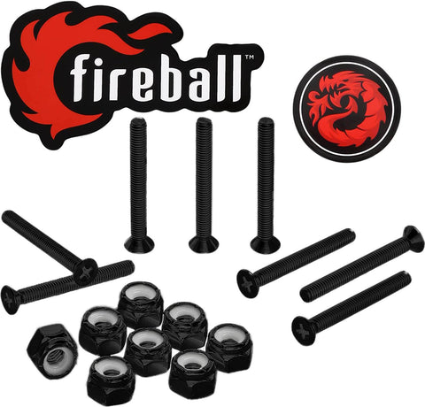 Fireball Dragon Stainless Steel Skateboard Hardware Set, Black